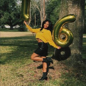 Black leather mini skirt